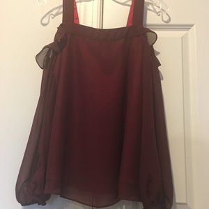 VAVA by JOY HAN MAROON COLD SHOULDER BLOUSE